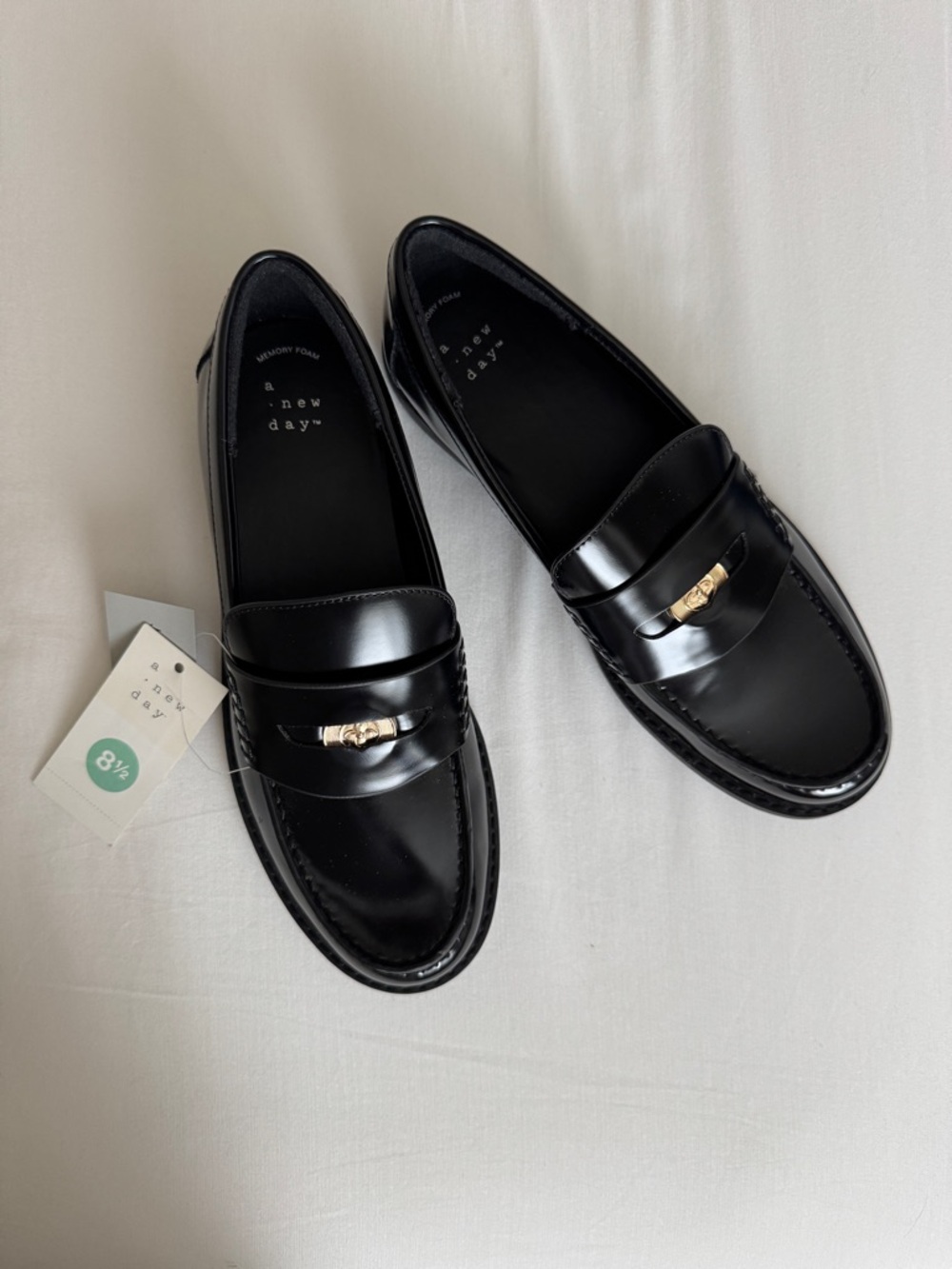 A New Day Phyllis Penny Loafers with Memory Foam Insole Black in size 8.5